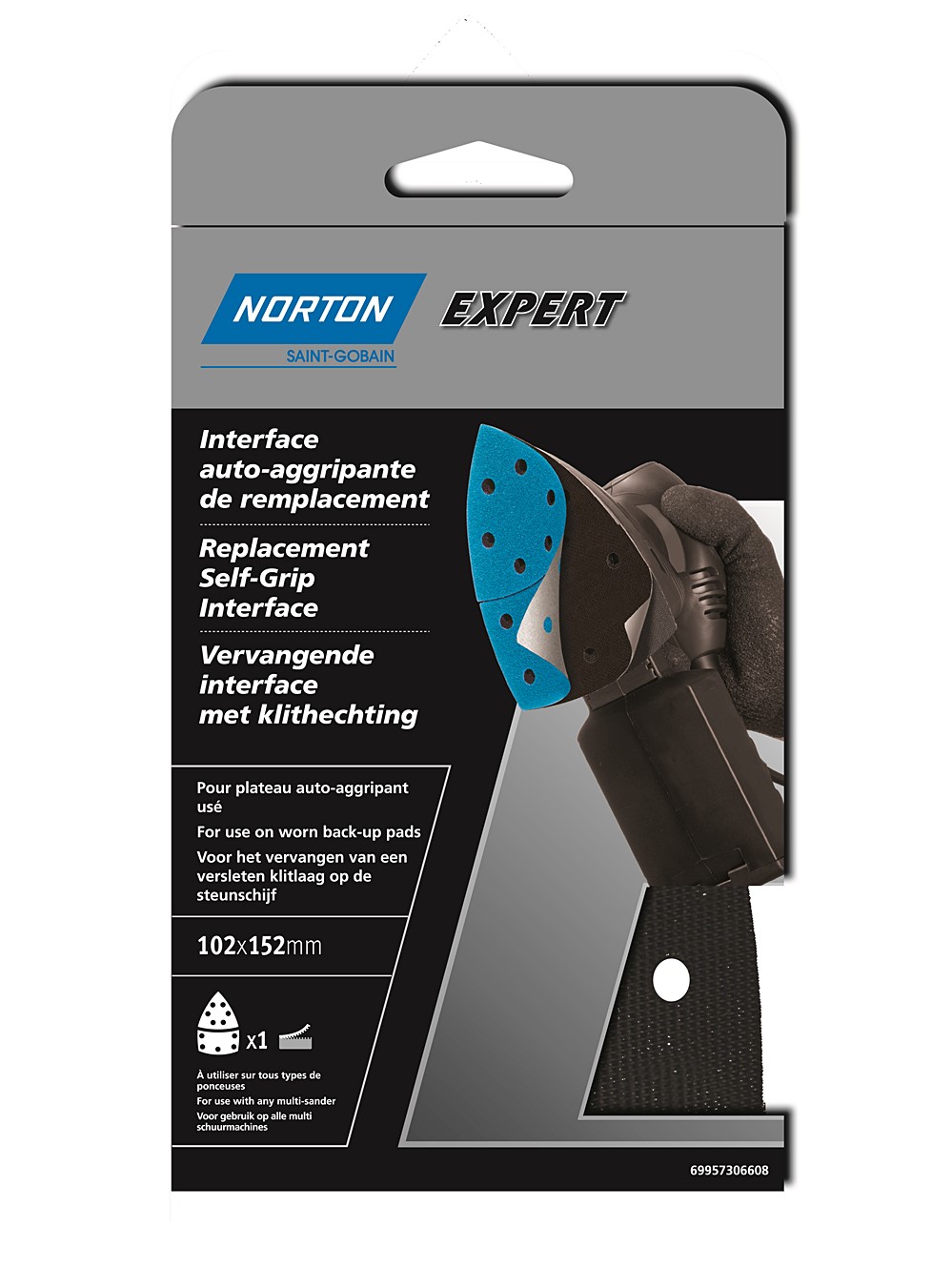 Kit remplacement de plateau ponceuse delta 102x152mm - NORTON
